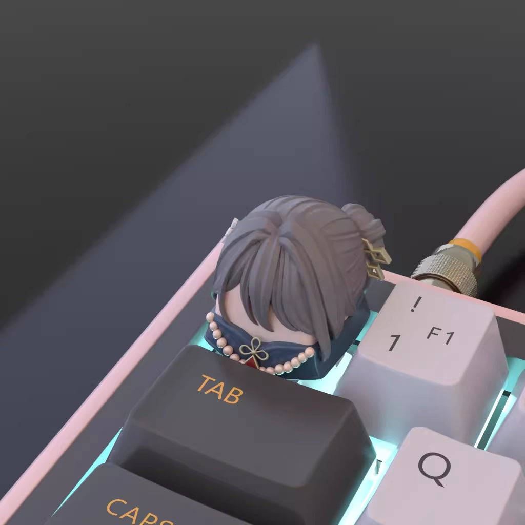 Custom Honkai: Star Rail 3D Printed Artisan Keycaps featuring Ruan Mei, with intricate detailing for a unique keyboard design.