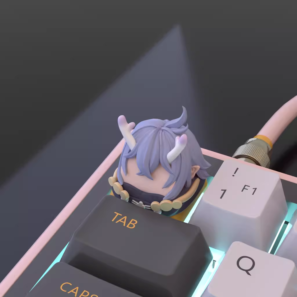 Custom Honkai: Star Rail 3D Printed Artisan Keycaps featuring Ruan Mei, with intricate detailing for a unique keyboard design.
