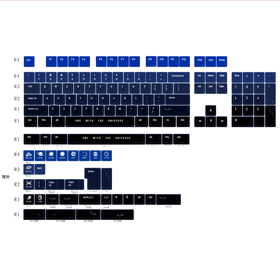 Benutzerdefinierte Tastenkappen PBT-Universum-Tastenkappen-Set „Journey Beyond the Stars“.