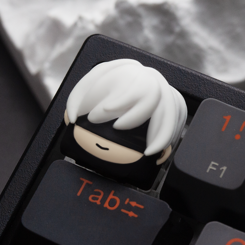 NieR: Automata 2B and 9S themed keycap, adding a dark, sci-fi flair to mechanical keyboards.