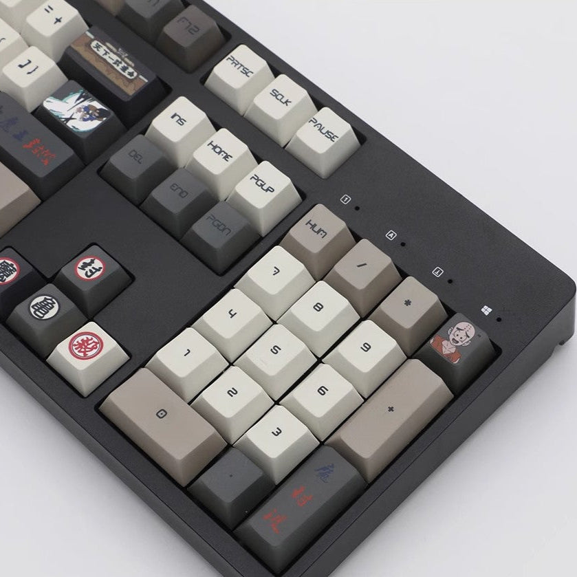 Goku and Vegeta PBT keycaps set, inspired by Dragon Ball, perfect for anime enthusiasts and custom keyboard setups.
