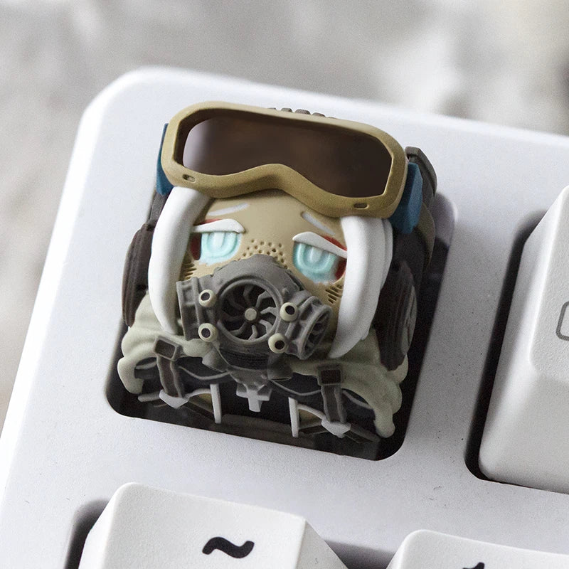Handcrafted fantasy character resin keycaps featuring unique Scavenger themed designs. Each artisan keycap uses layered epoxy resin craftsmanship to create detailed three-dimensional characters for mechanical keyboard enthusiasts and collectors.
