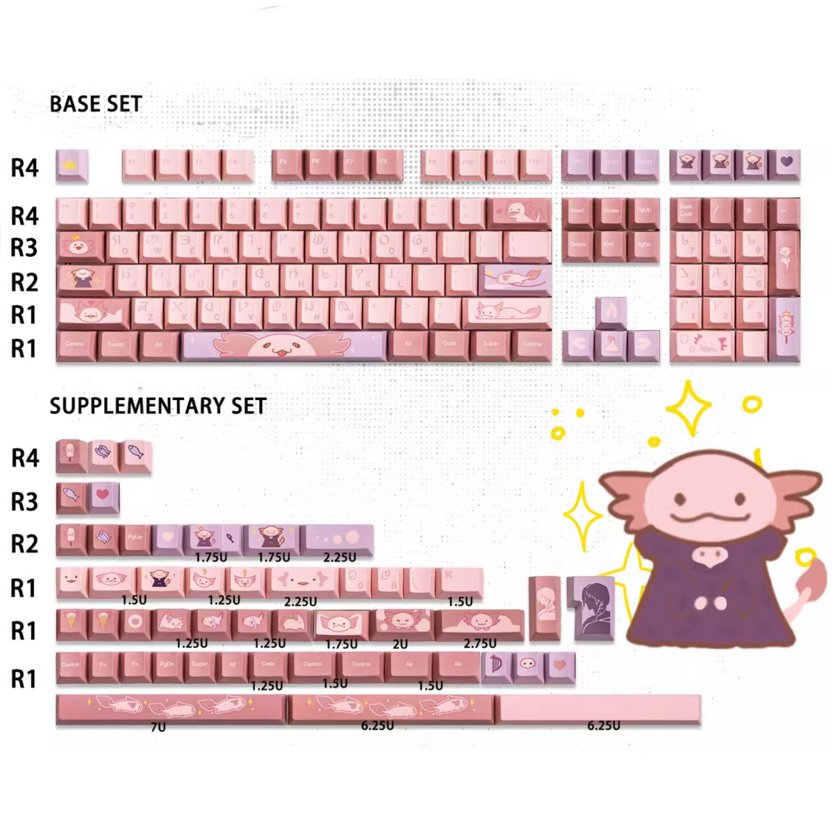 Final Fantasy XIV Keycaps PBT Sprightly Axolotl Custom Keycaps Set 155 ...