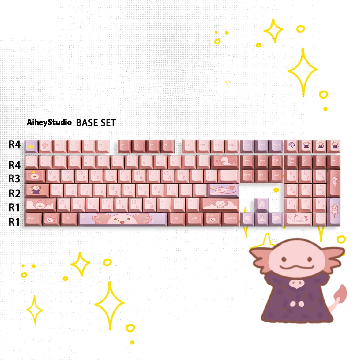 Final Fantasy XIV Keycaps PBT Sprightly Axolotl Custom Keycaps Set
