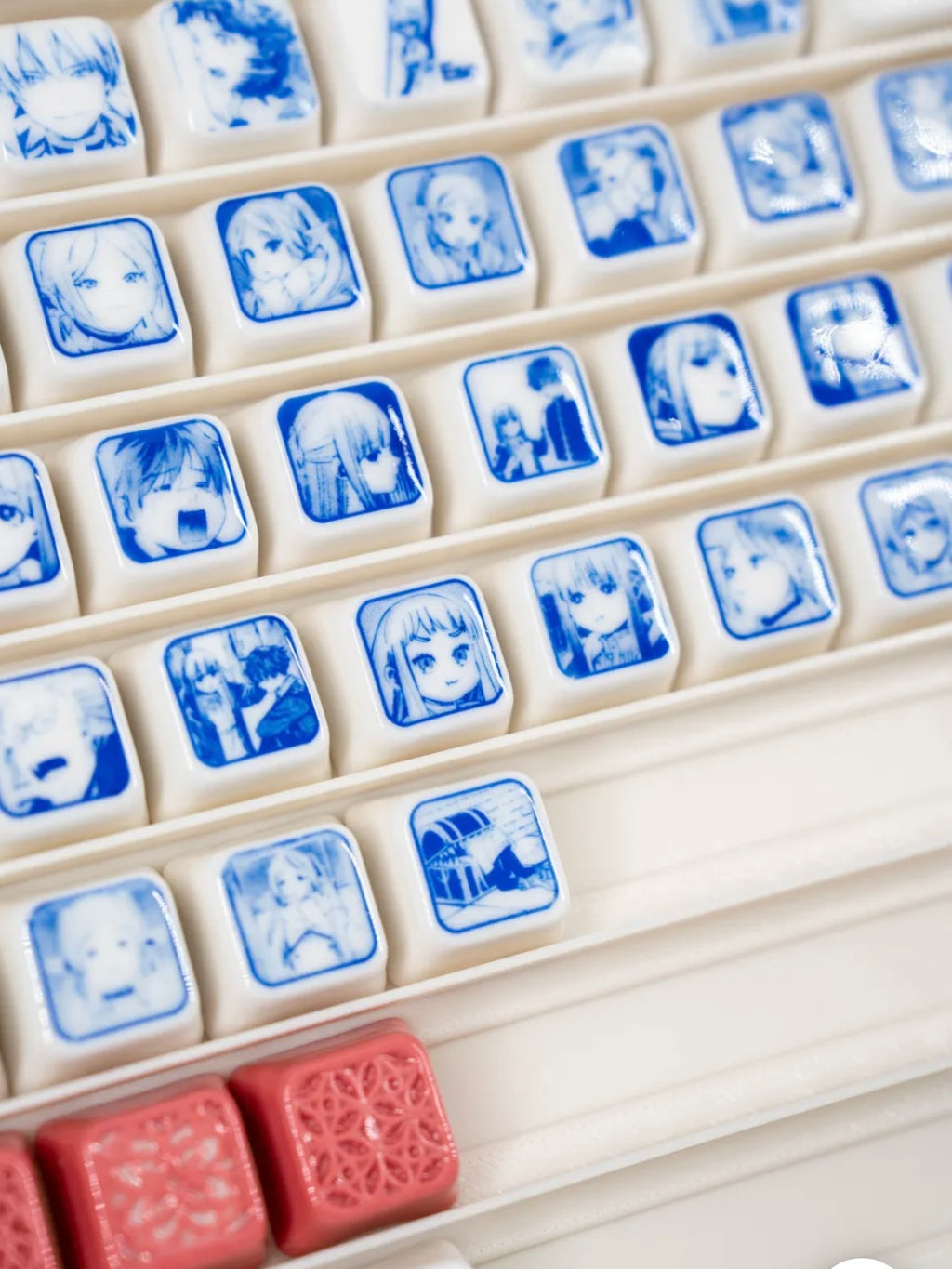 Unique artisan keycap featuring Frieren's face, compatible with Cherry MX mechanical keyboards.