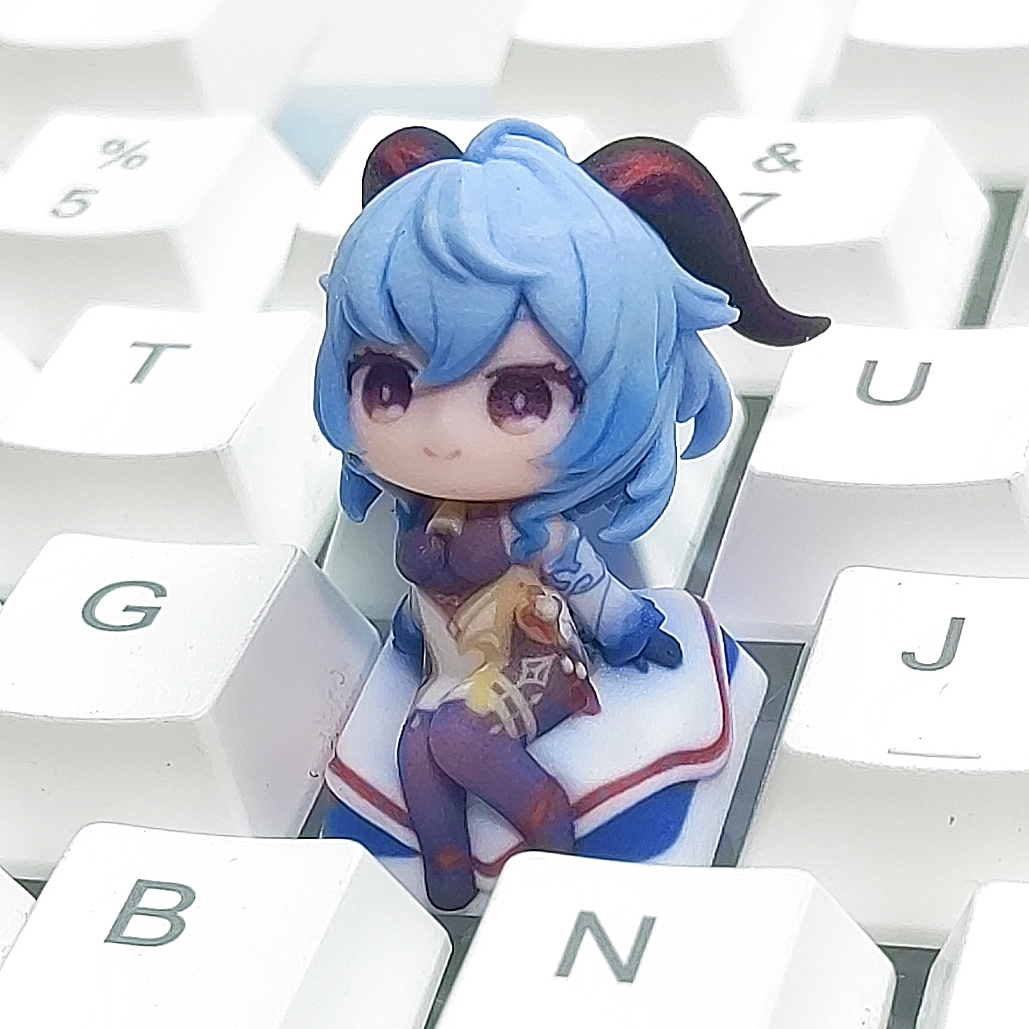 Ganyu Artisan Keycap – Cute Figure Resin Keycap for Genshin Impact Fans