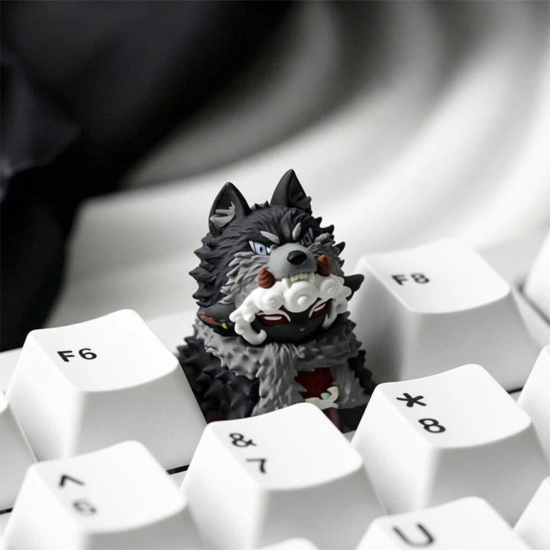 Handmade epoxy resin Scavenger keycap featuring detailed fantasy character designs and three-dimensional textures. A special collectible accessory for custom mechanical keyboards, artisan keycap collectors, and themed workspaces.