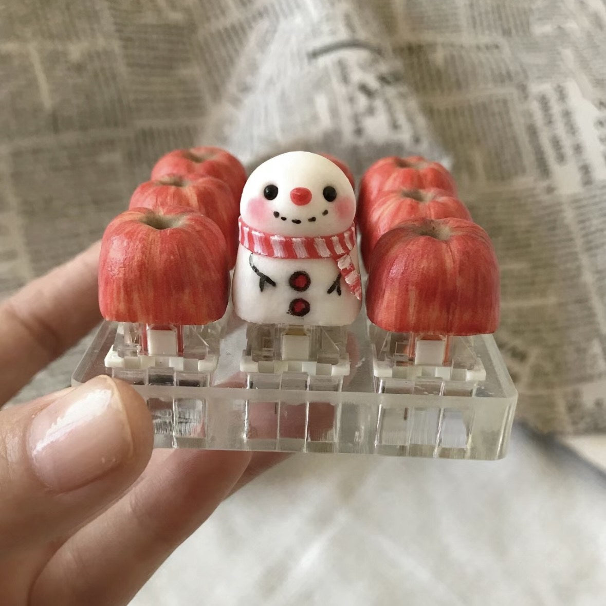 Christmas Custom Snowman Keycaps Frosty Friends Artisan Keycaps