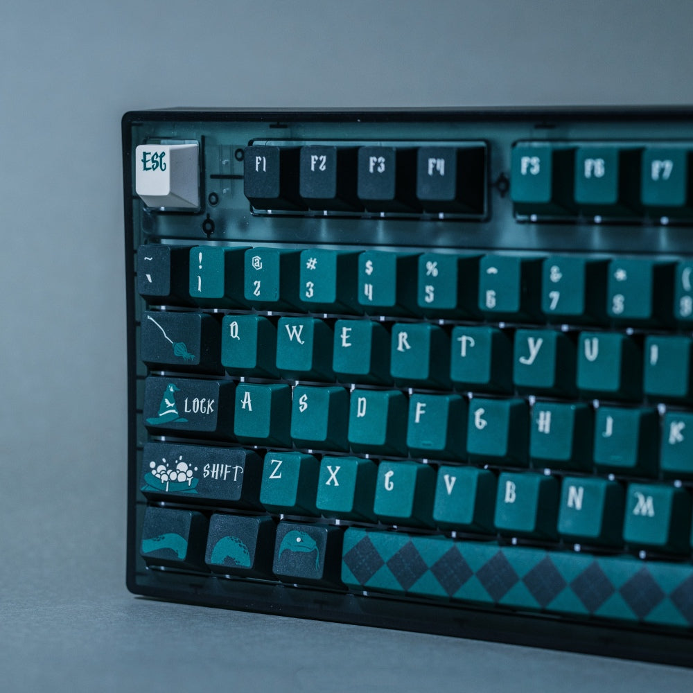 Harry Potter Slytherin Custom Mechanical Keyboards Flesports MK870 keyboard and Keycap Set