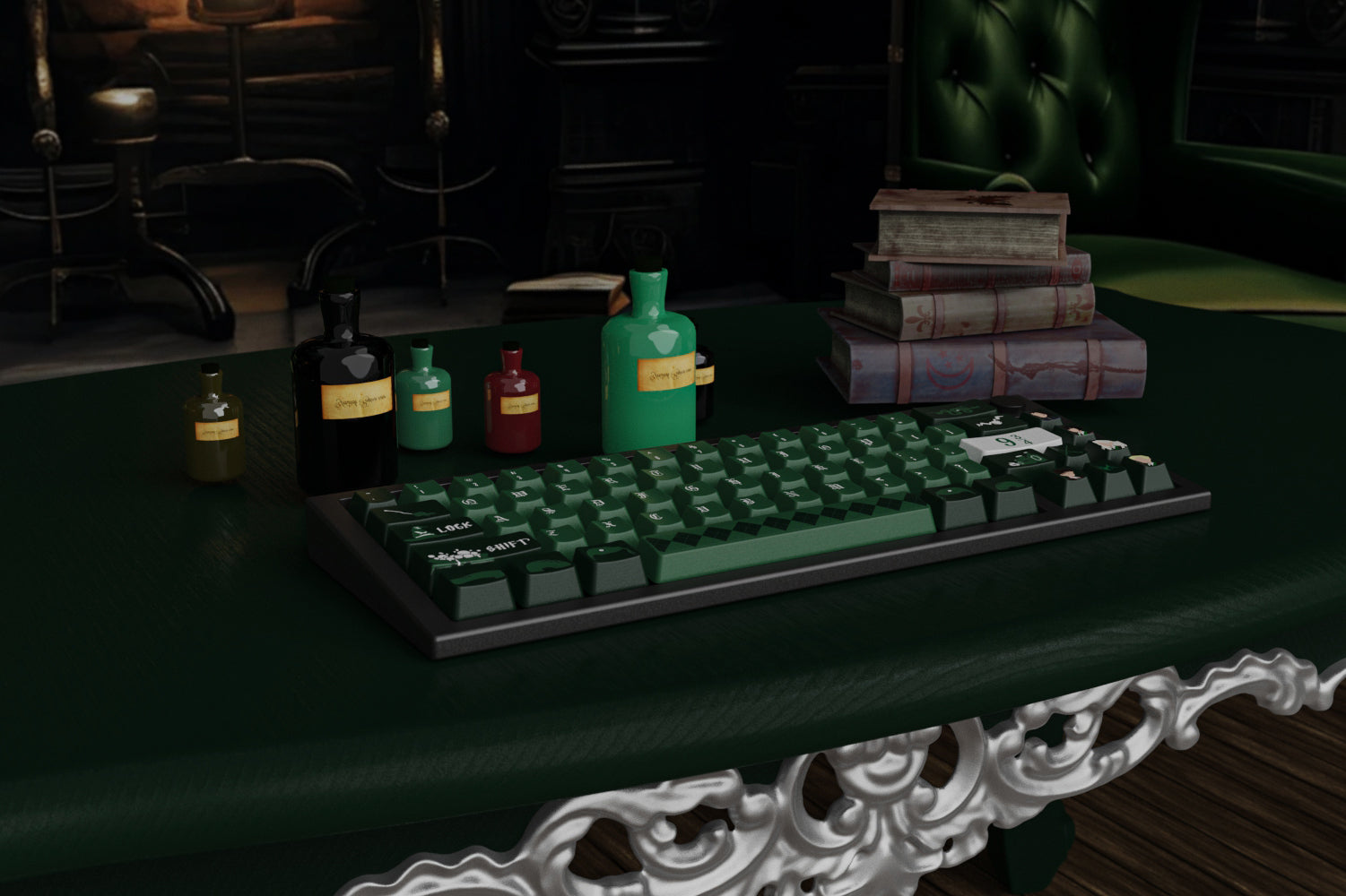Harry-Potter-Slytherin-Snake-Keycaps-Set Enter the wizarding world with the Slytherin Snake Keycaps Set, a perfect gift for fans of Harry Potter and the Slytherin house.
