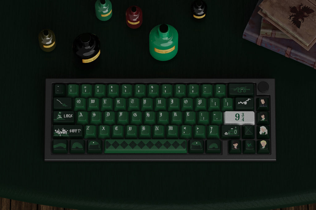 Harry Potter Slytherin Snake Keycaps Set, featuring intricate designs inspired by the iconic Slytherin house, perfect for any wizarding world fan.
