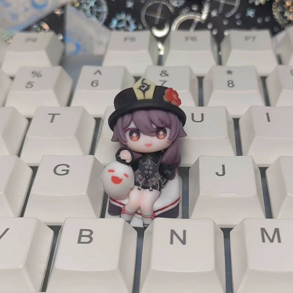 Hu Tao Artisan Keycap Cute Mini Figure Resin Keycap for Genshin Impact Fans