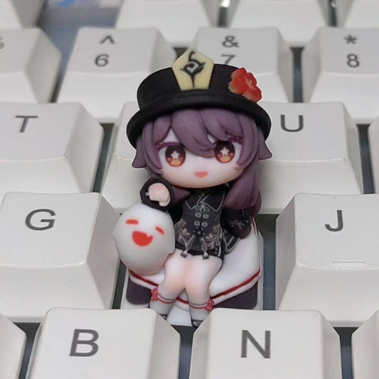 Hu Tao Artisan Keycap Cute Mini Figure Resin Keycap for Genshin Impact Fans