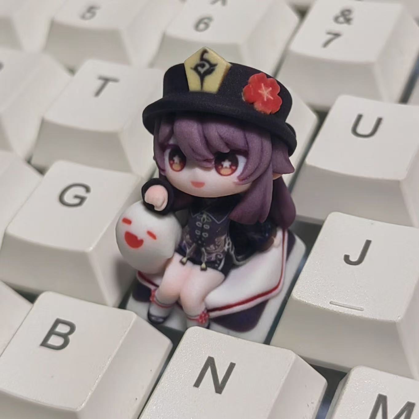Hu Tao Artisan Keycap Cute Mini Figure Resin Keycap for Genshin Impact Fans