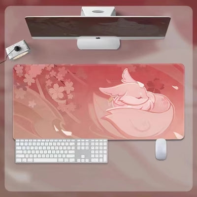 Embark on your adventures with the charming companions from Genshin Impact. Our 30x80cm mousepad features Hu Tao's little ghost, Yaemiko's fox, and Klee's playful bombs in vibrant graphics. It's not just a functional mousepad; it's a unique Genshin collectible. Let these sprites inspire your gaming and work, accompanying you on your journey.