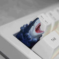Jaws custom artisan keycap featuring a fierce grimacing shark design, compatible with Cherry MX switches.
