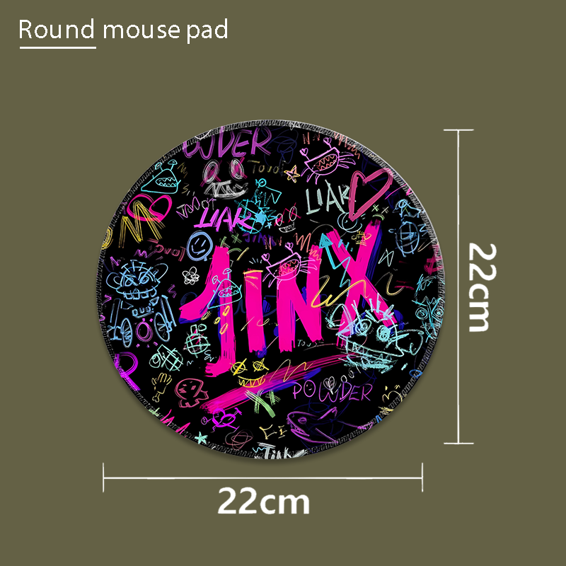 Jinx graffiti custom deskmats by aiheystudio featuring vibrant League of Legends artwork.