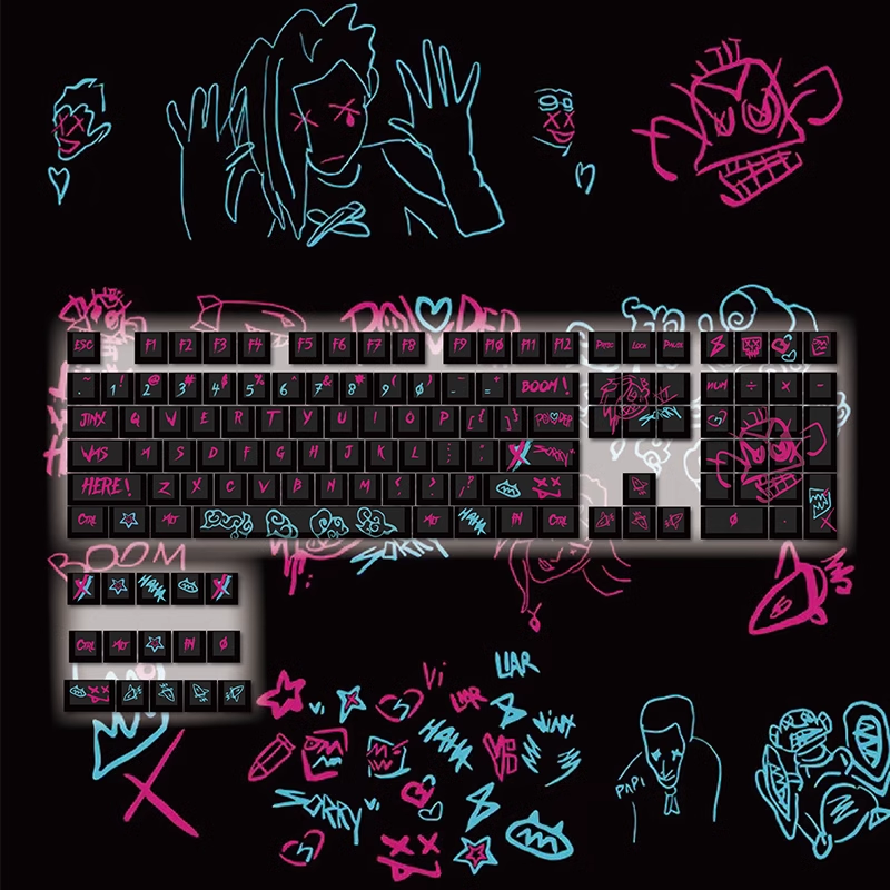 Jinx PBT Graffiti custom keycaps League of Legends Themed Keycaps ...