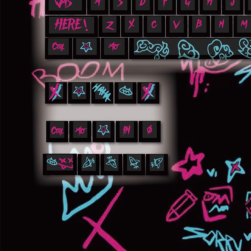 Jinx-PBT-Graffiti-custom-keycaps-League-of-Legends-Themed-Keycaps_