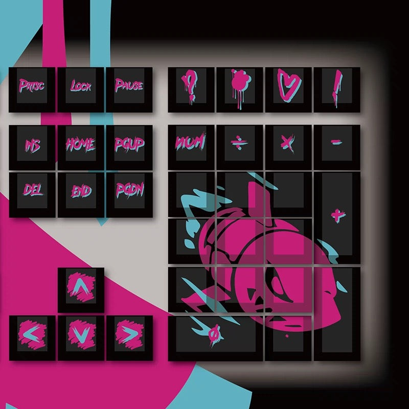 New Jinx PBT Graffiti keycap, designed with a unique graffiti theme for a standout mechanical keyboard.