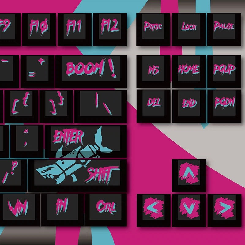 Stylish and colorful Jinx PBT Graffiti keycap, ideal for League of Legends enthusiasts.