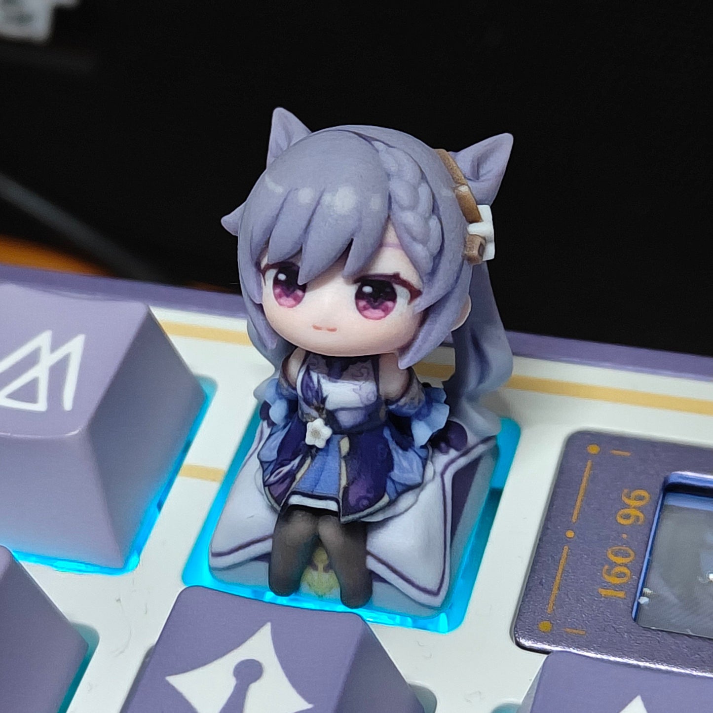 Keqing Artisan Keycap – Cute Mini Figure Resin Keycap for Genshin Impact Fans