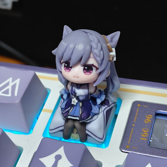 Keqing Artisan Keycap – Cute Mini Figure Resin Keycap for Genshin Impact Fans