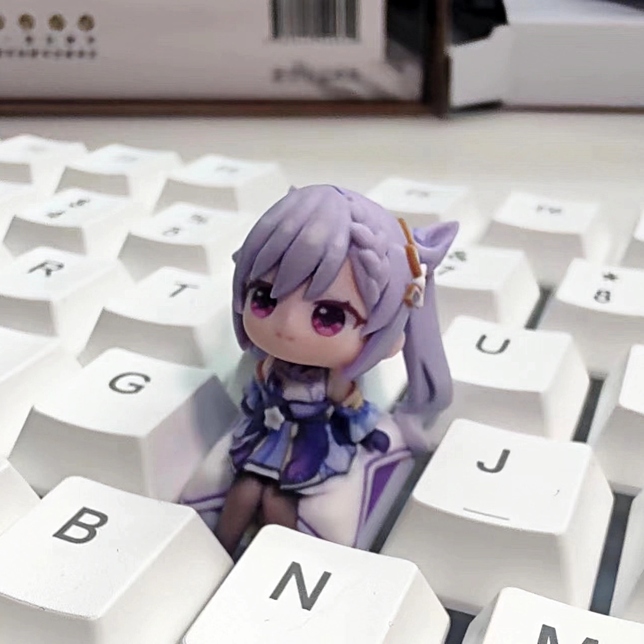 Keqing Artisan Keycap – Cute Mini Figure Resin Keycap for Genshin Impact Fans