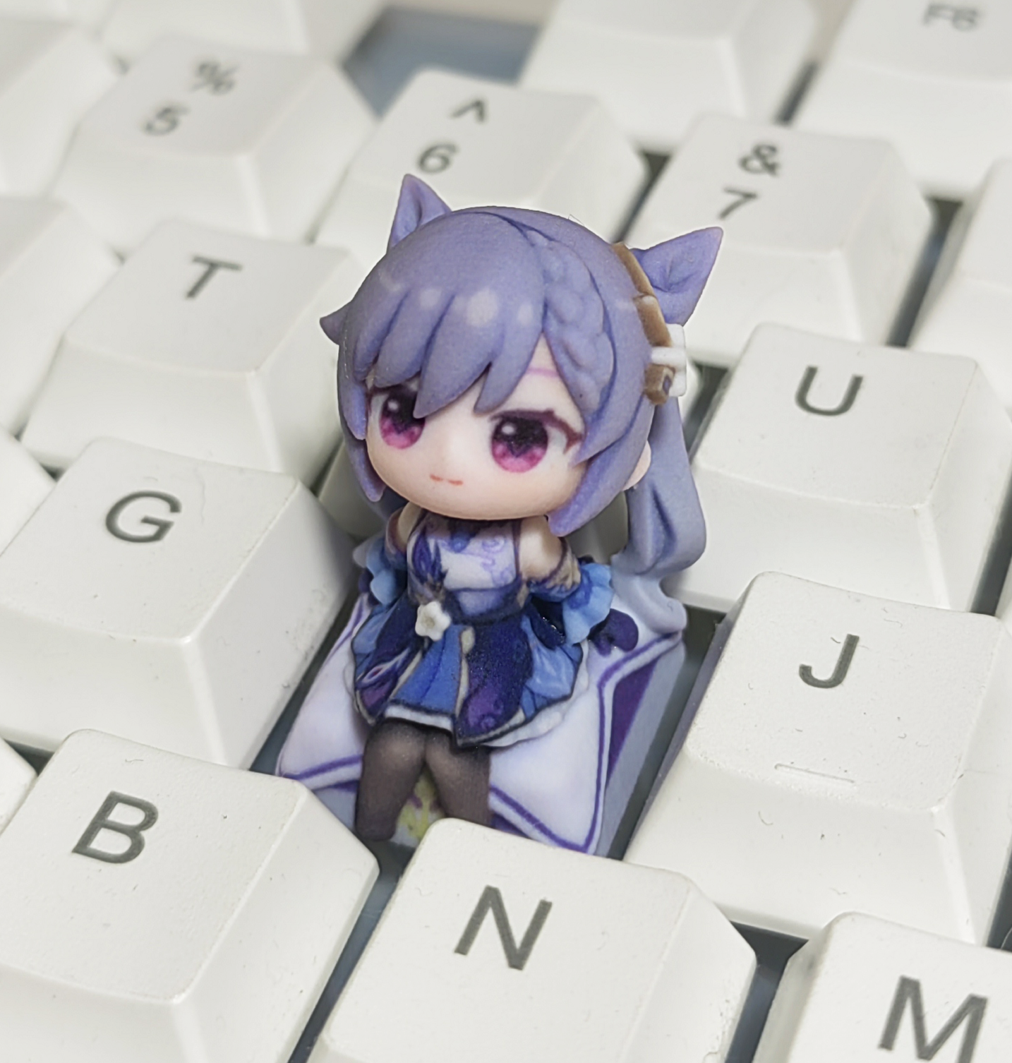 Keqing Artisan Keycap – Cute Mini Figure Resin Keycap for Genshin Impact Fans