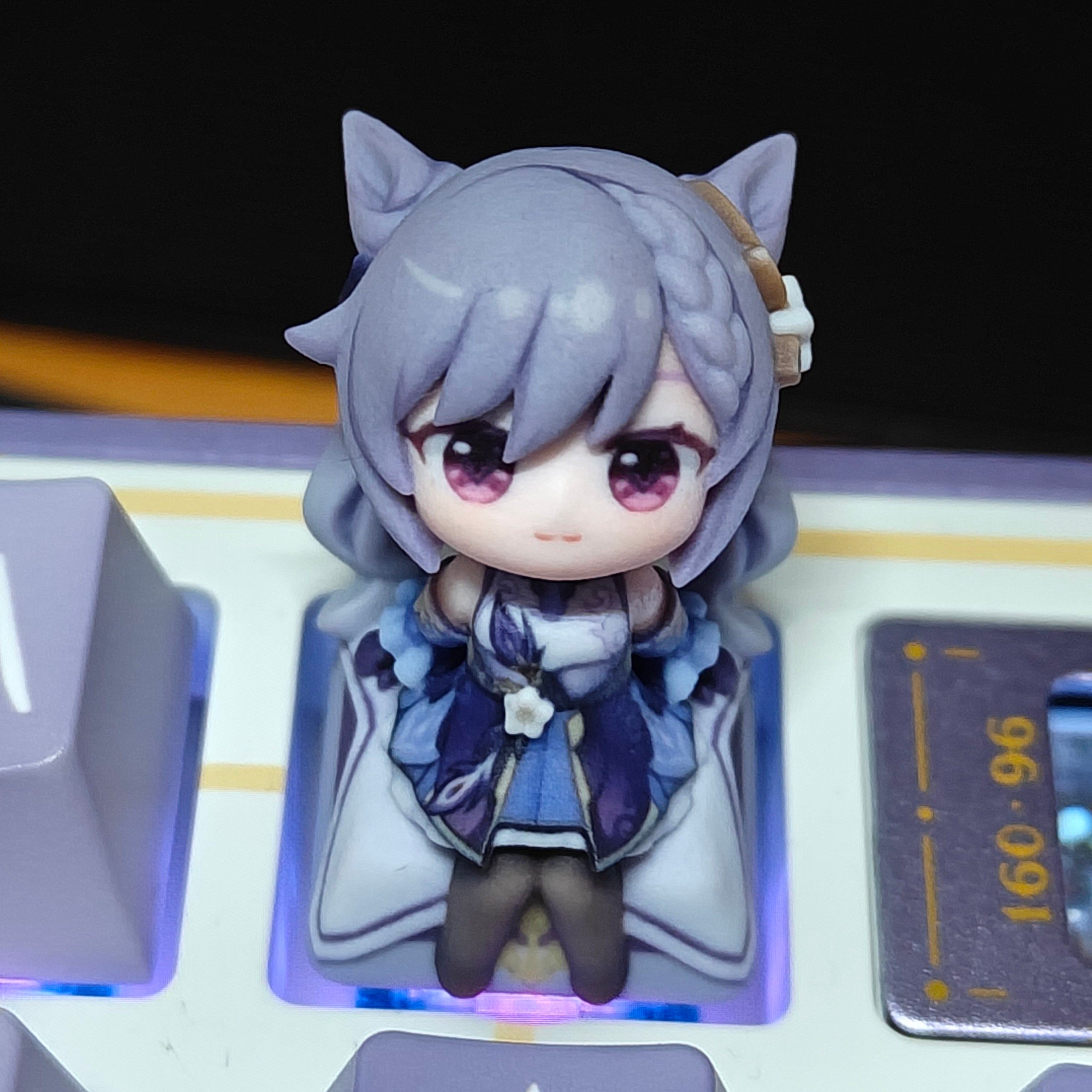 Keqing Artisan Keycap – Cute Mini Figure Resin Keycap for Genshin Impact Fans