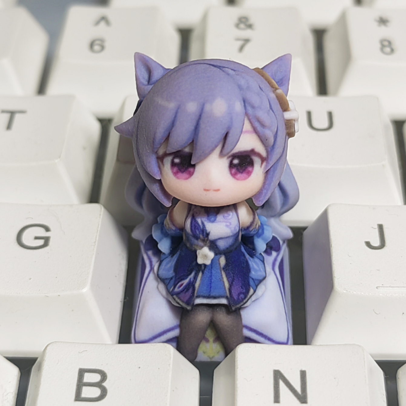 Keqing Artisan Keycap – Cute Mini Figure Resin Keycap for Genshin Impact Fans