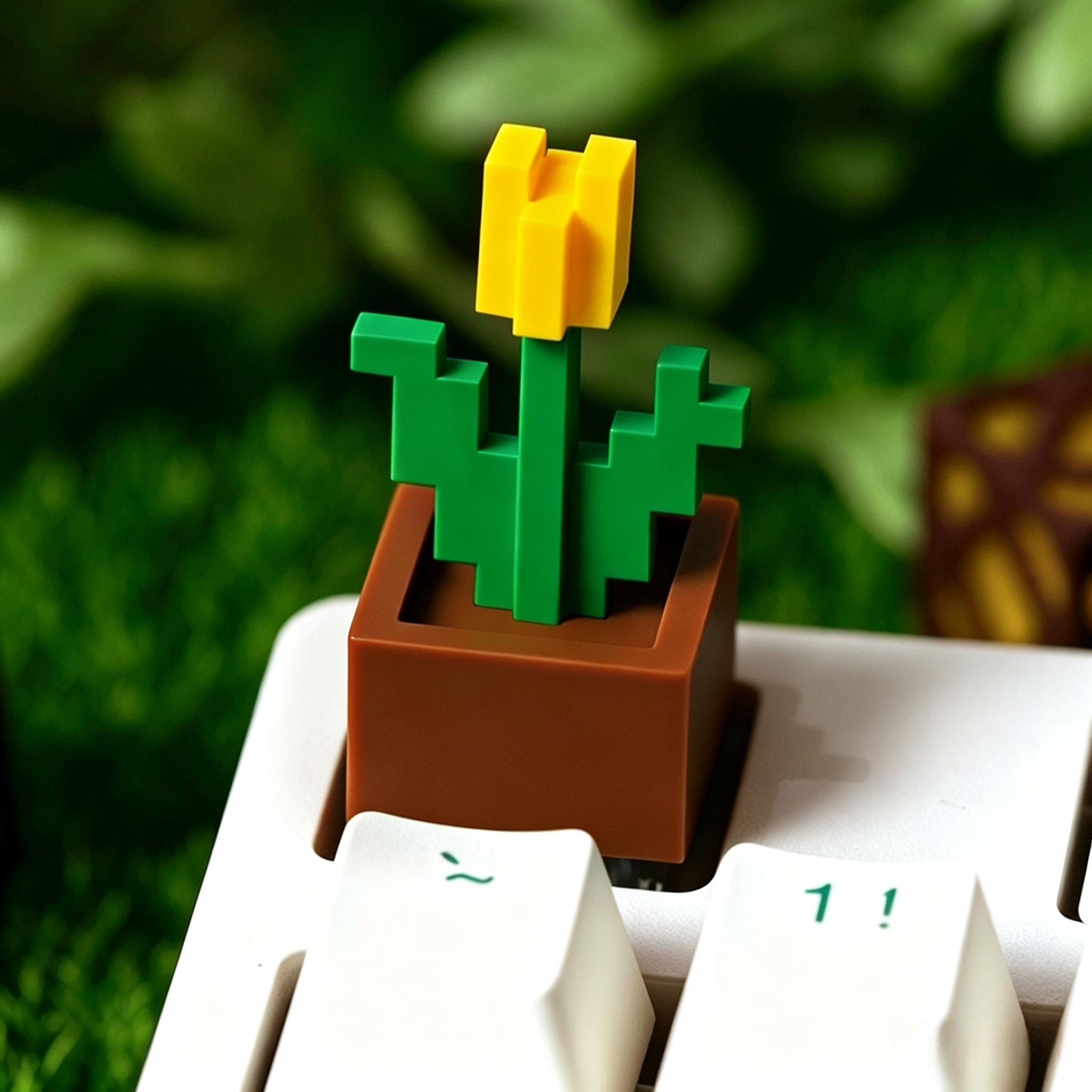 Minecraft Tulip Flower Resin Keycap Pixel Garden Artisan Keycap