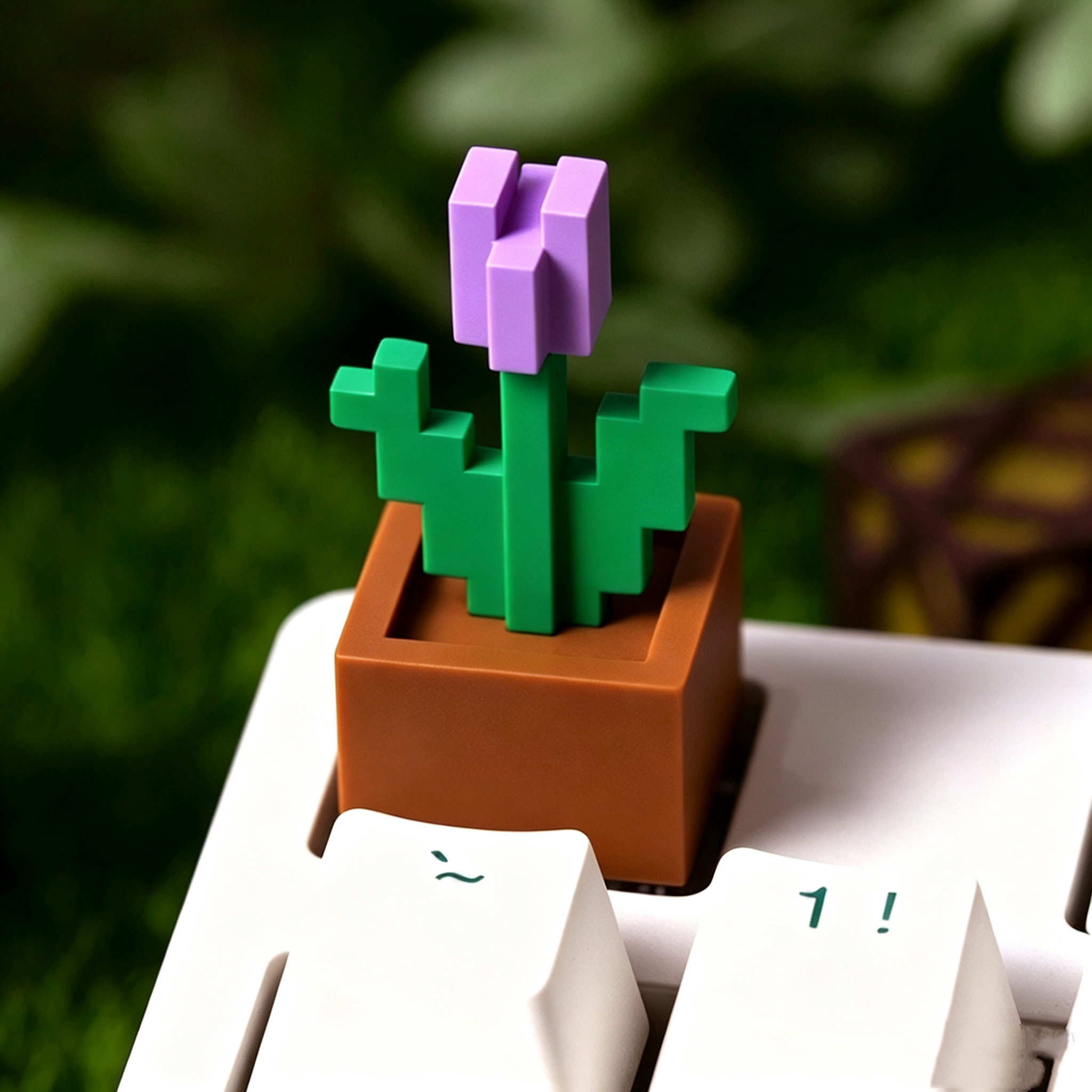 Minecraft Tulip Flower Resin Keycap Pixel Garden Artisan Keycap