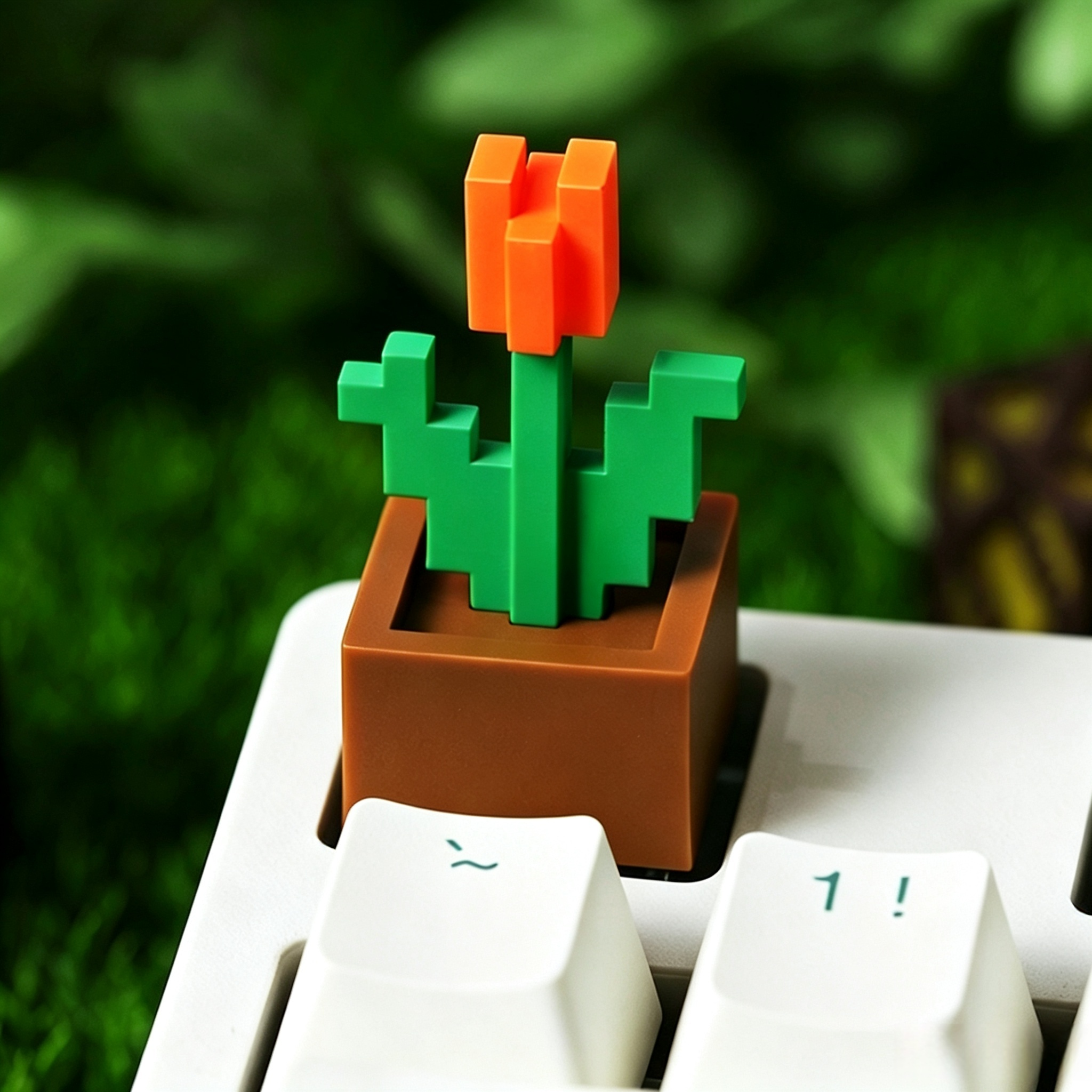 Minecraft Tulip Flower Resin Keycap Pixel Garden Artisan Keycap