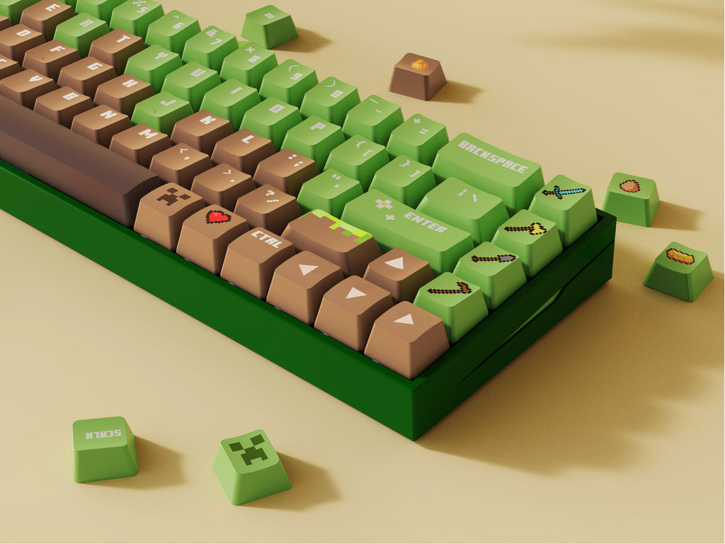 Unique Minecraft PIXEL BOX custom keycaps, crafted for a fun and playful addition to any mechanical keyboard setup.
