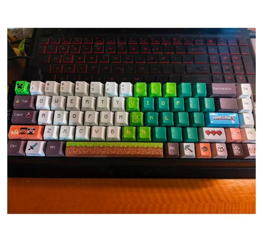 Minecraft Pixel Keycap Set PBT Gaming Keycaps for Mechanical Keyboard