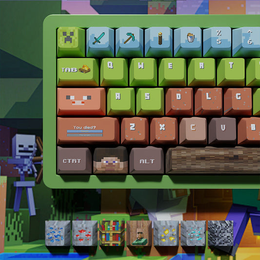 If you’re a Minecraft fan, why not bring a little piece of this pixelated world to your keyboard? Add some pixel art designs and immerse yourself in the delightful creative universe!