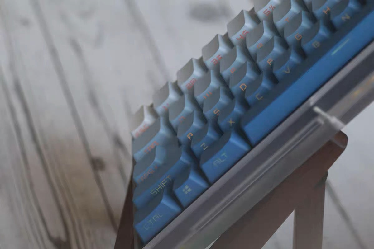 Personalize Your Style: Unleash your creativity. These keycaps are your canvas to express your unique style and make your keyboard an artistic masterpiece.  Upgrade your keyboard experience today. Choose Gradient Misty Blue Side-Printed Keycaps and let your keyboard shine!