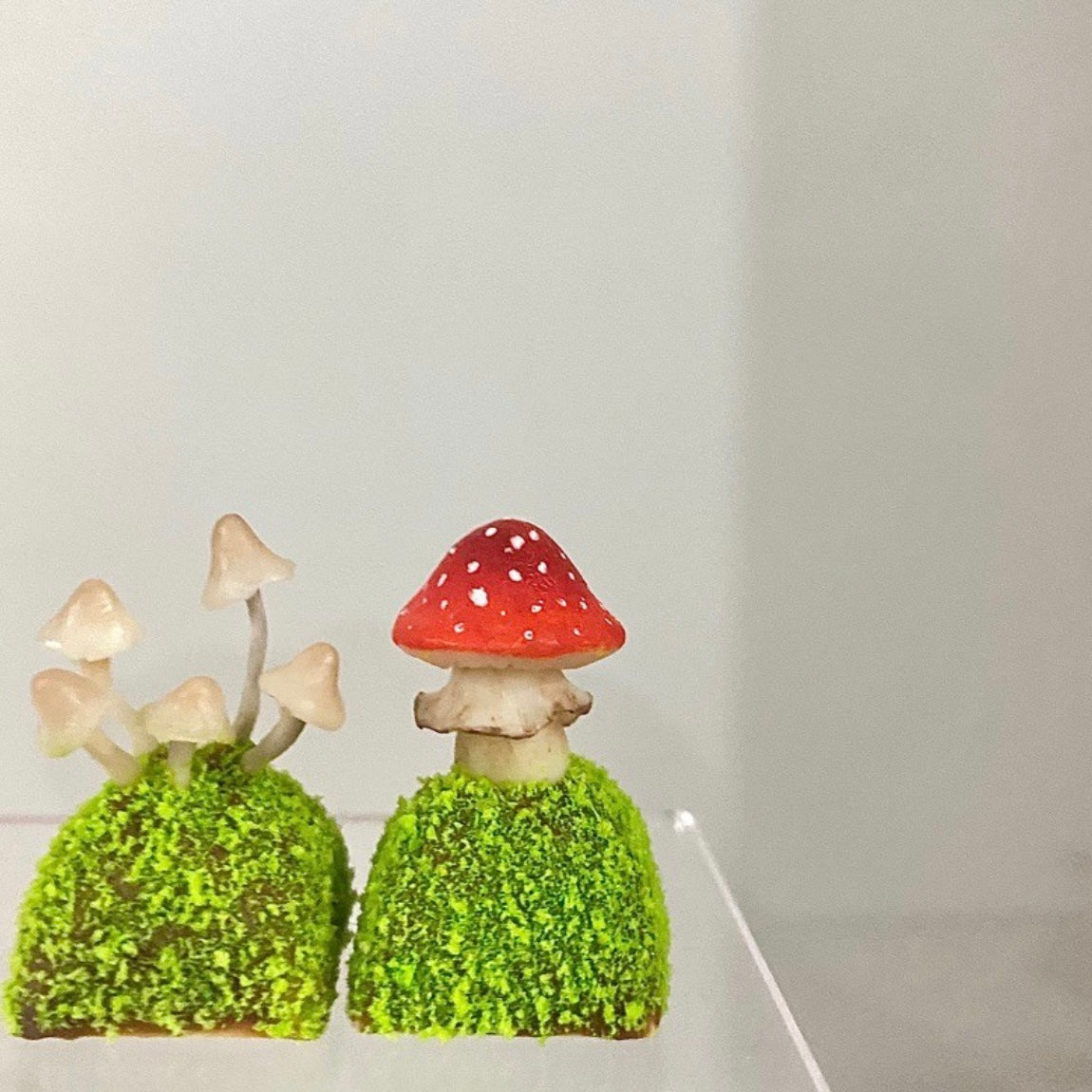Handcrafted Mushroom Keycap Set  Step into a whimsical world with our Handmade Mushroom Keycap Set, where mushrooms thrive on a bed of lush moss, adding an enchanting touch to your keyboard.  Mystical Details:  Each keycap is a testament to craftsmanship, meticulously created to resemble the beauty of nature. These tiny mushrooms sprout from a bed of moss, making your keyboard a portal to a fairy tale realm.