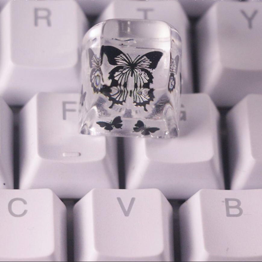 Butterfly Key Caps Mysterious black and white butterfly Custom keycaps Artisan keycap ...