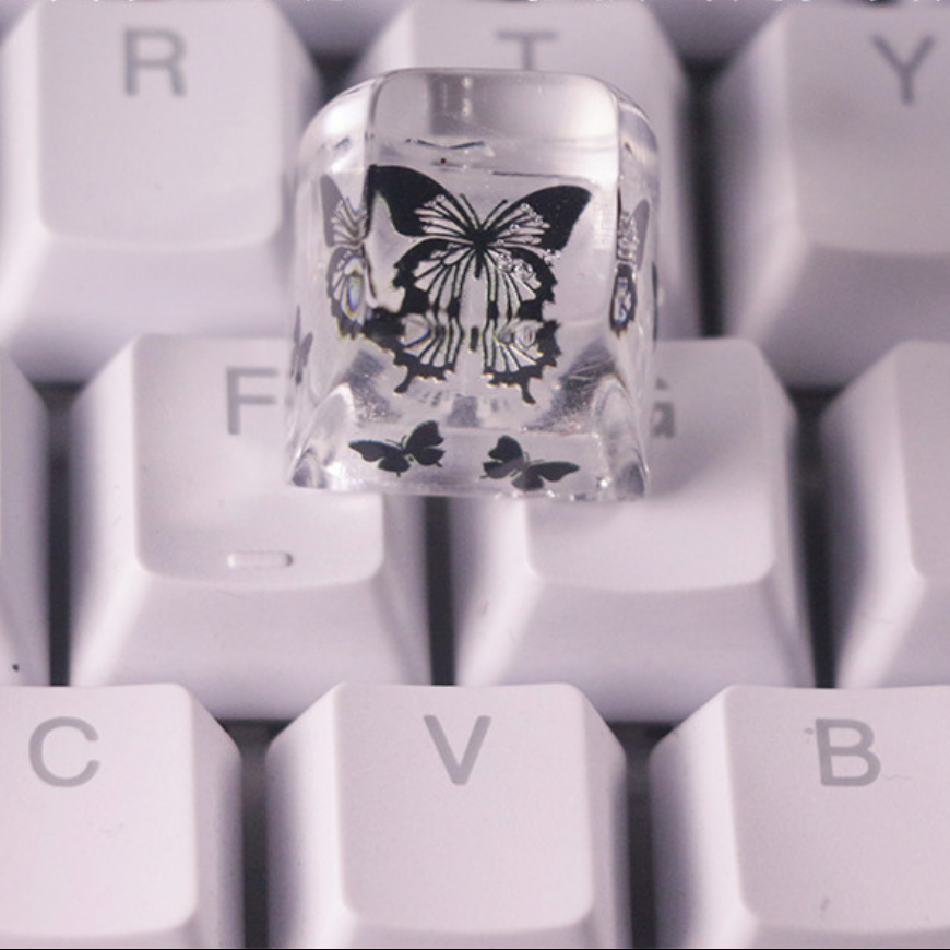 Mysterious black and white butterfly Custom keycaps Artisan keycap