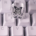 Mysterious black and white butterfly Custom keycaps Artisan keycap