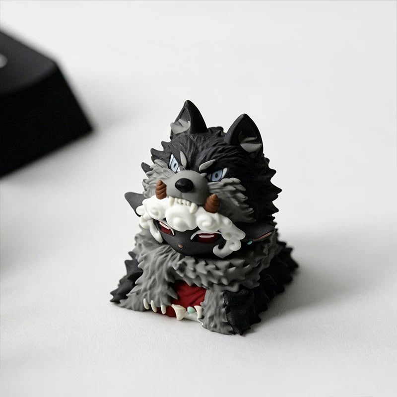 Mysterious fantasy character artisan keycap collection crafted with layered resin techniques. The detailed expressions and unique designs create a personalized keyboard accessory for collectors and fans of imaginative character art.