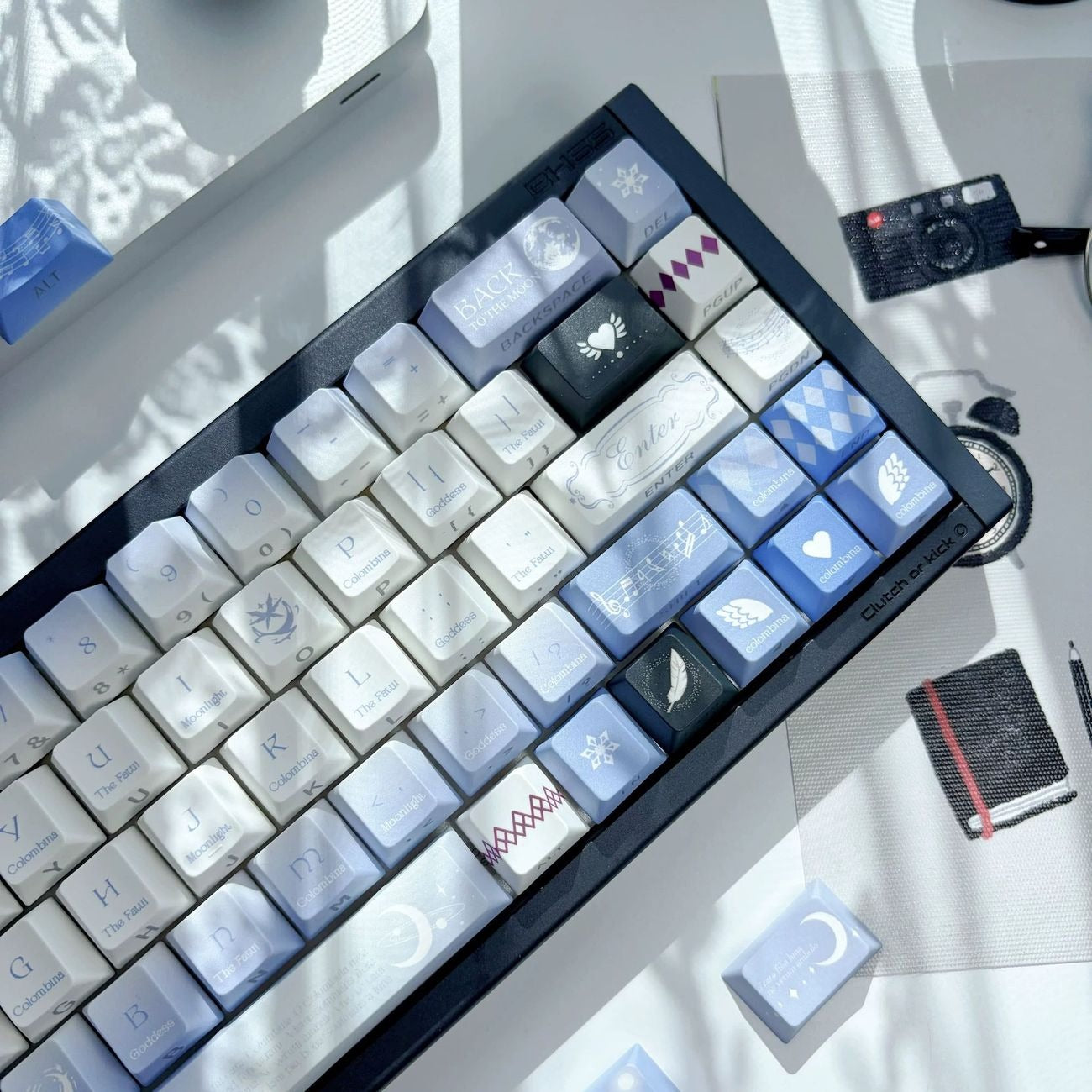 NICO Moon Girl fantasy keycap set designed with celestial elements, dreamy colors, and anime inspired artwork. Made from durable PBT material, these custom mechanical keyboard keycaps add a magical moonlit atmosphere to gaming setups and creative workspaces.