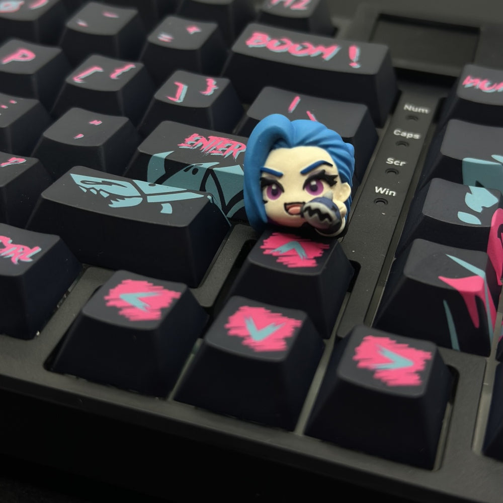 Jinx PBT Graffiti custom artisan keycaps League of Legends Themed Keycaps
