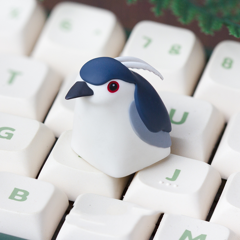 Night Heron Bird Artisan Keycap Cute Resin Keycap