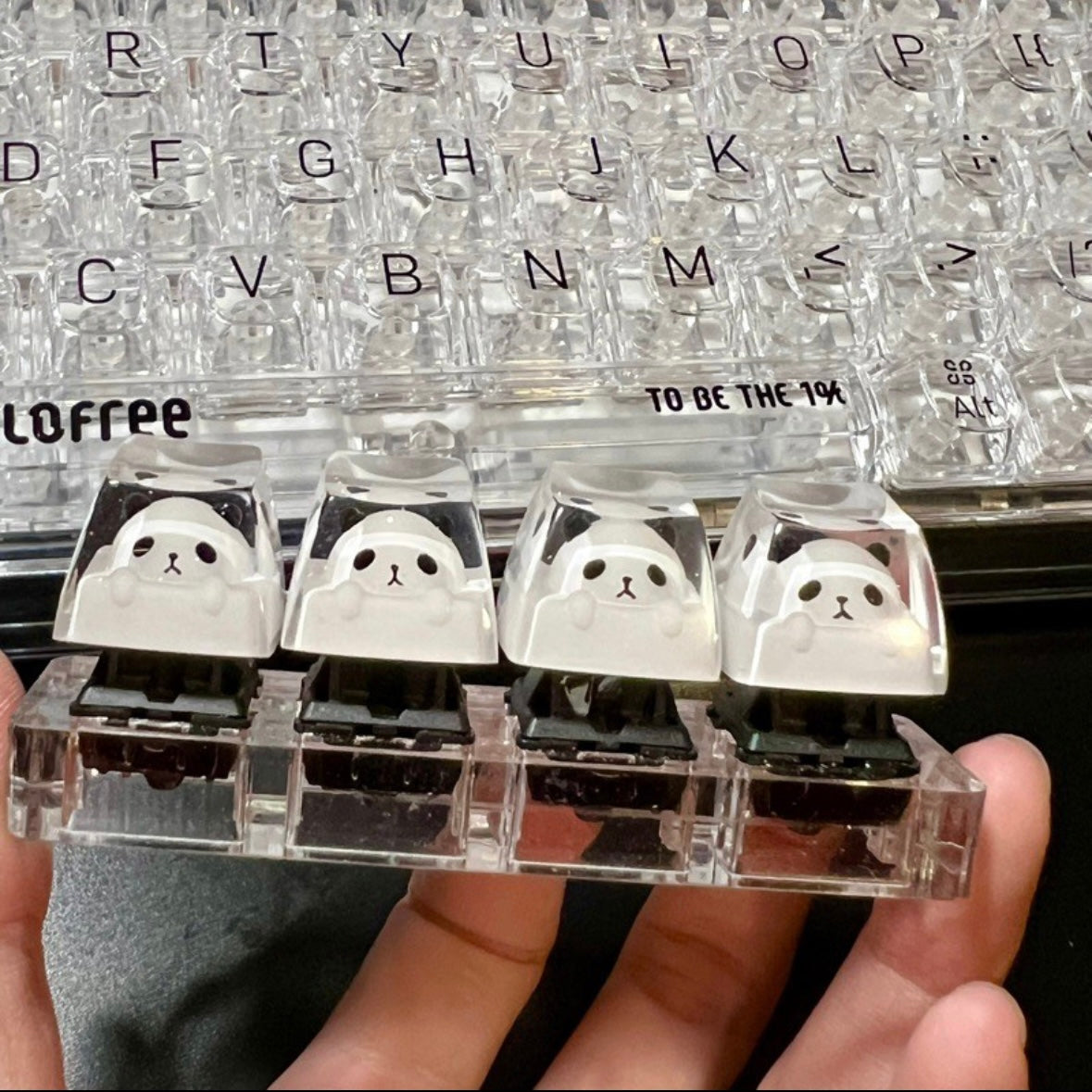 Adorable resin panda keycap, factory-made, designed for Cherry MX switches, and full-sized. 🐼