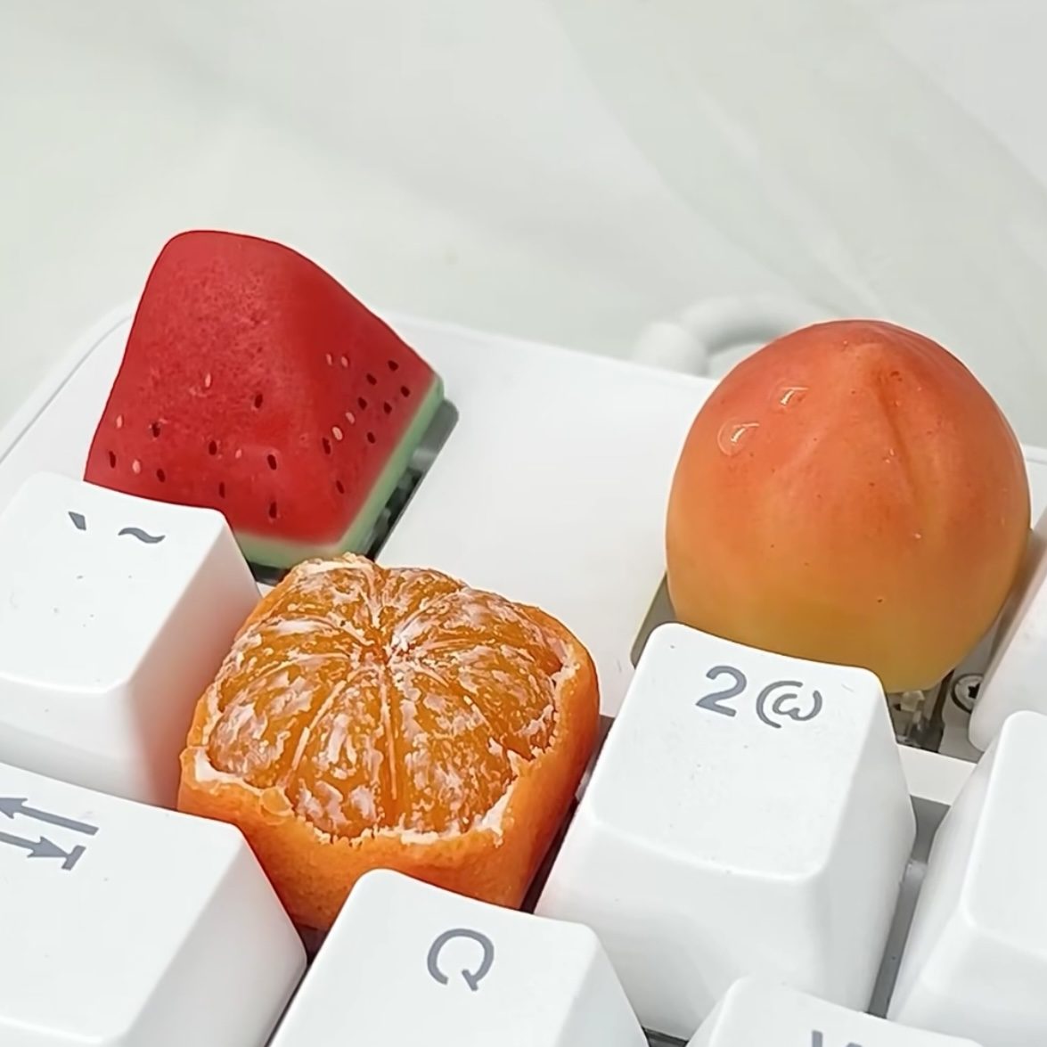 Peach and Watermelon Artisan keycap Custom Fruit Keycaps