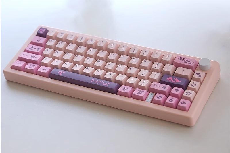 Raiden Shogun Yaemiko custom keycaps, 133-key PBT set with Cherry profile, inspired by Inazuma's iconic characters.
