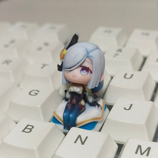 Shenhe Artisan Keycap – Cute Figure Resin Keycap for Genshin Impact Fans